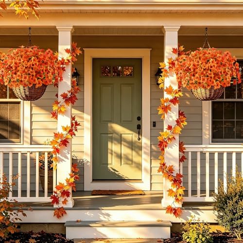 AGIRL Artificial Fall Flowers Outdoor,UV Resistant Fake Mums Porch Decor - Image 2