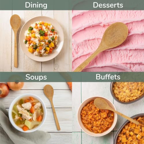 BambooMN 8" Reusable Bamboo Dinner Spoon - 10 Units - Image 6