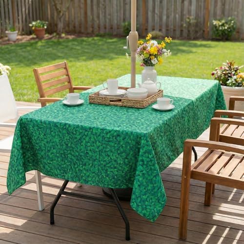 EHouseHome Outdoor Indoor 60x84 inch Rectangle Tablecloth with Umbrella Hole and Zipper, Waterproof Patio Table Cloths, Spring/Summer Table Covers for Backyard Circular Table/BBQs/Picnic - Image 2