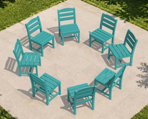 KINGYES Outdoor Armless Dining Chairs Set of 8,HDPE Patio Chairs,Aruba by KINGYES