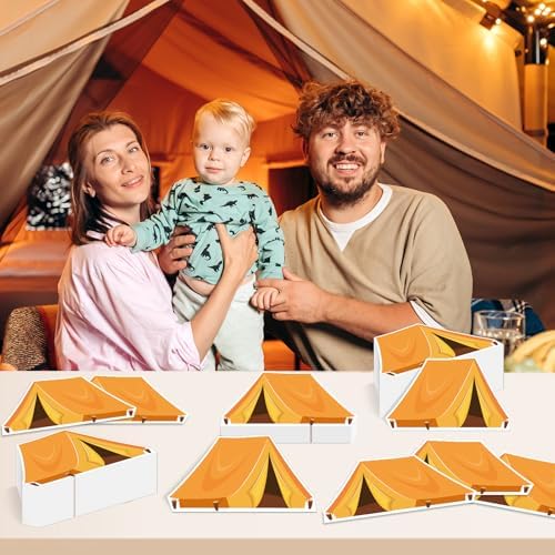 100 Pcs Camping Napkins Happy Camper Party Decorations Tent Camping Napkins Disposable Tent Theme Birthday Party Supplies Decor for Kids Boys Girls Labor Day Outdoor Adventure Baby Shower - Image 4
