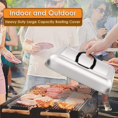 Leonyo 13x9IN Large Stainless Steel Griddle Basting Cover Dome, 2 Pack - Image 4