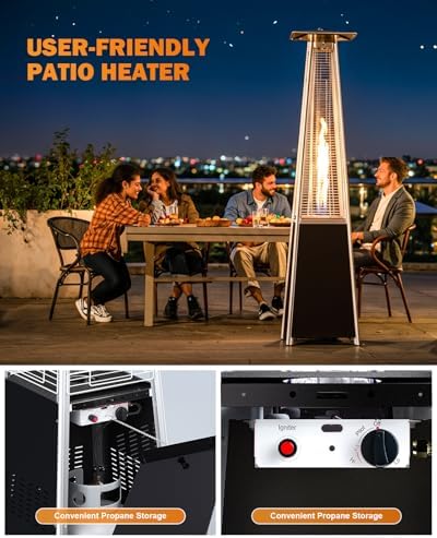 Pyramid Patio Heater for Outdoor Use, 48000 BTU Fast Heating Propane Heater with Wheels & Weatherproof Cover, Triple Protection System Outdoor Heaters for Patio, Yard, Pool, Garden - Image 6