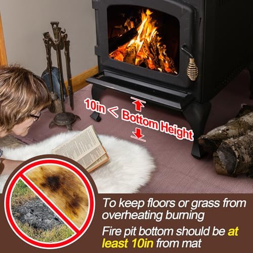 Fire Pit Mat, 37.8"x 39.4" Fireproof Blanket for Under Fire Pit, Brown - Image 3