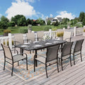 HERA'S HOUSE 9pc Patio Dining Set, Extendable Metal Table, Brown Chairs by HERASHOUSE