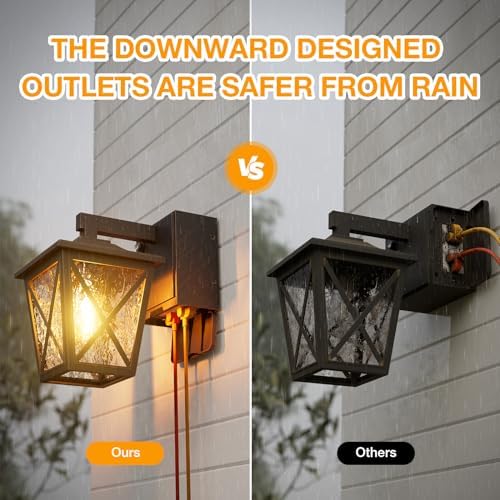 Ehaho Porch Light with GFCI Outlet Aircraft Grade Aluminum Alloy Bronze 1PC - Image 5