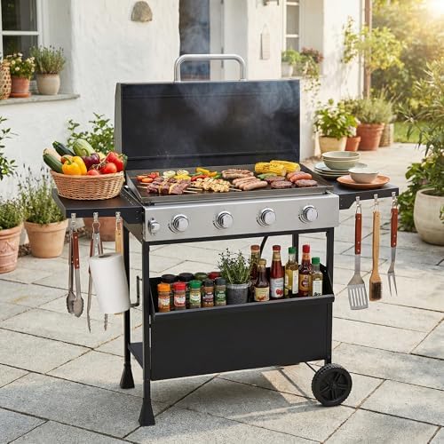4-Burner Propane Gas Griddle with Removable Stand, 40,000 BTU - Image 2