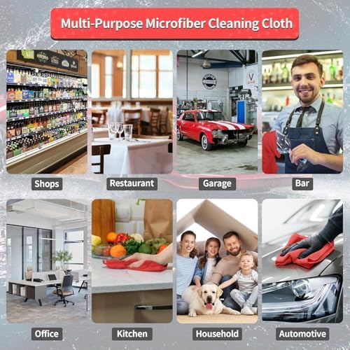 Microfiber Cleaning Cloth, 200 Pack Cleaning Rags, Red - Image 6