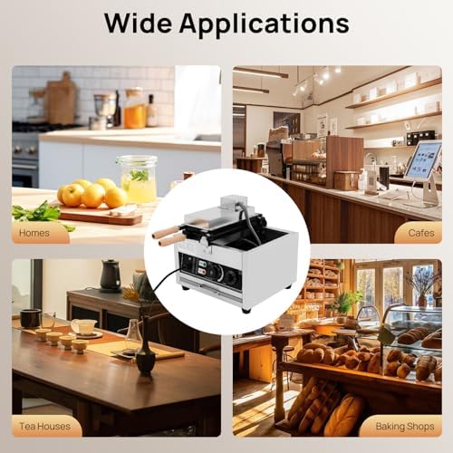 1500W 3Pcs Honeycomb Waffle Mak, Commercial Electric Waffle Maker Pop Maker Iron Machine Baker Square Waffle Maker 50~300℃ with LED Light Indicates for Bakeries, Restaurants - Image 7