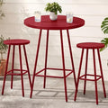 Best Choice Products 3-Piece Patio Dining Set, Bar Height, Outdoor Bistro Set, Outdoor Round Bar Table w/ 2 Bar Stools, Steel - Red by BestChoiceProducts