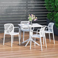 Costaelm Patio Dining Table for 4, Square PP Patio Table, 4-Person Weather Resistant Porch Tables for Outside Poolside Deck Lawn Garden Backyard, White by Costaelm