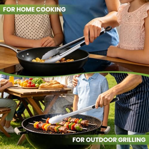 Grill Tongs, 12 & 17 Inch Long Stainless Steel BBQ Tongs (12"+17") - Image 5