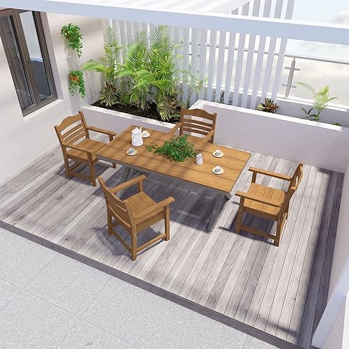 70.87inch Rectangular Dining Table with X Shape Aluminum Table Leg,Metal Base, Teak - Image 6