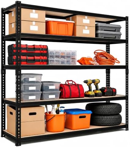 48" W Garage Shelving Heavy Duty, 5-Tier Adjustable Metal Storage Shelves by Unknown