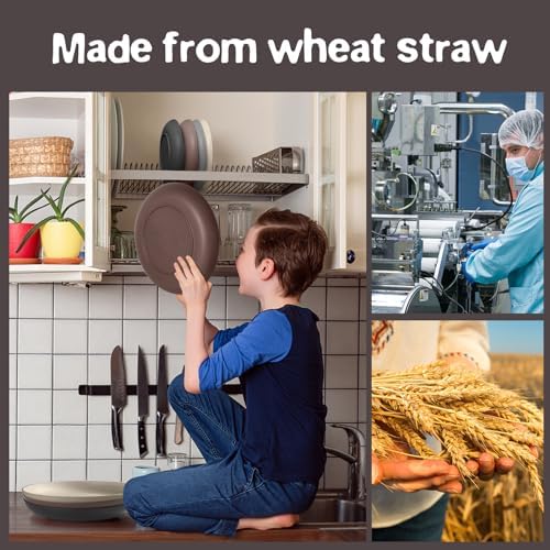 Teivio 32-Piece Plates and Bowls Sets for 8, Wheat Straw Dinnerware Sets - Image 4