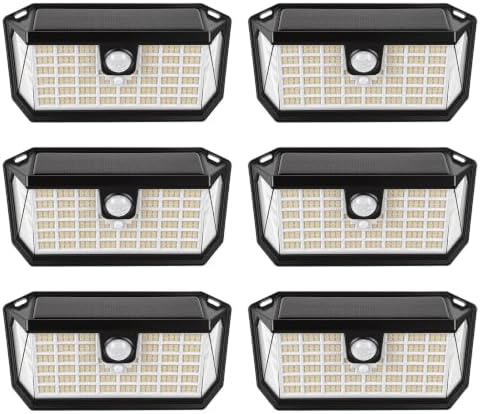 Brightever Solar Motion Sensor Outdoor Lights, 4000LM 344 LEDs Solar Outdoor Lights, IP65 Waterproof Exterior Flood Security Lights with 270° Wide Angle & 3 Modes for Patio Garage, 6-Pack Black by Brightever