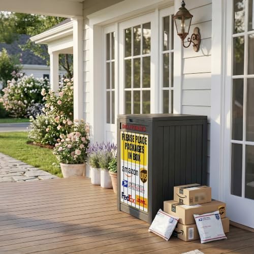 PatioZen Package Delivery Box,Outdoor Container Lockable, Black+Sign - Image 6