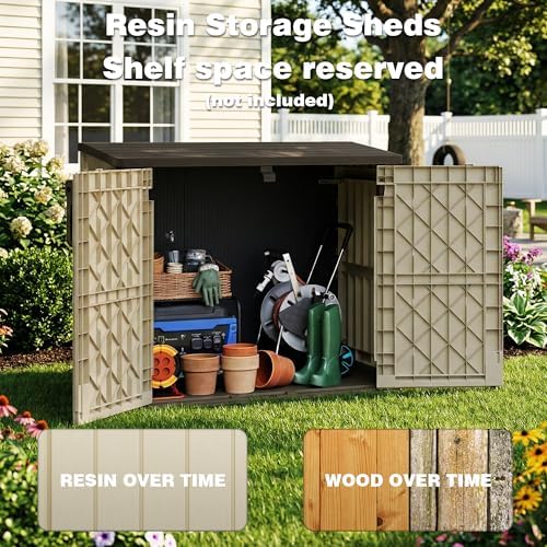 LHBcraft Waterproof Outdoor Storage Box 36 Cu Ft with Lockable Doors, Portable Horizontal Resin Storage Cabinet, Outdoor Storage Shed for Backyards, Easy to Assemble - Image 3