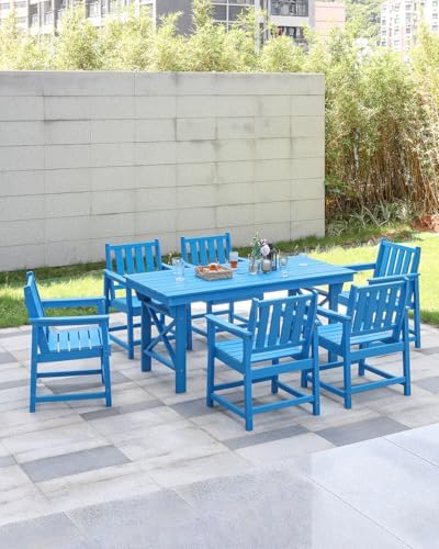 Patio Dining Chair Set of 2, HDPE Outdoor Dining Chair, Ergonomic HDPE Dining Chairs with Deep Seating, All Weather Outdoor Chairs Furniture for Backyard, Deck, Garden, Poolside, Sky Blue - Image 3