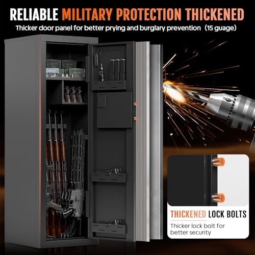 KAER Biometric Gun Safe Rifle,Gun Safes for Rifles and Pistols Holds 14-15 Firearms with Adjustable Racks & Pistol Storage,Fingerprint Keypad Lock Gun Cabinet for Home & Hunting for Enthusiasts - Image 6