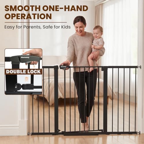 Mumeasy 36" Extra Tall Baby Gate for Doorways, 29.7"-57" Extra Wide Dog Gate for Stairs, Pressure Mounted Auto Close Pet Safety Gate with Easy Walk Thru Door, Large Indoor Child Gate for House, Black - Image 5