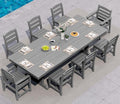 SERWALL 9Pcs HDPE Outdoor Dining Set w/6 Armless, 2 Armchairs for 8,Gray by SERWALL