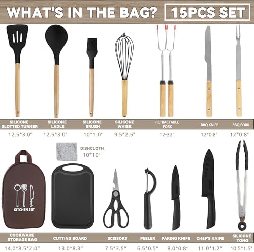 Camping Cooking Utensils Set, Silicone Cookware for Travel BBQ - Image 2