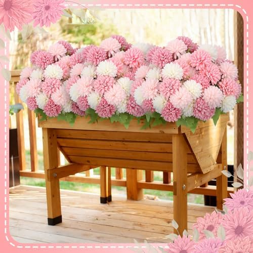 XunYee 12 Pcs Pink Artificial Flowers for Outdoor Silk Chrysanthemums - Image 4