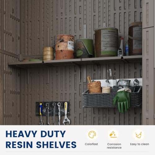 UPPATIO 79 Cu.Ft Outdoor Storage Shed,Vertical Resin Sheds with Shelf,Brown - Image 6