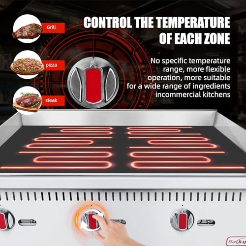 Commercial Gas Griddle - 36" Countertop Griddle. 90,000 BTU Flat Top Griddle, Natural Gas (NG) / Propane, CSA Certified Stainless Steel Teppanyaki Grill for Restaurants - Image 3
