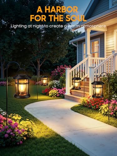 Solar Lantern Outdoor Waterproof, 2 Pack Bright Hanging Solar Lights for Outside Decorative, Upgraded Solar Powered Lanterns LED Lighting for Garden Patio Porch Decor Gifts (Warm Light) - Image 3