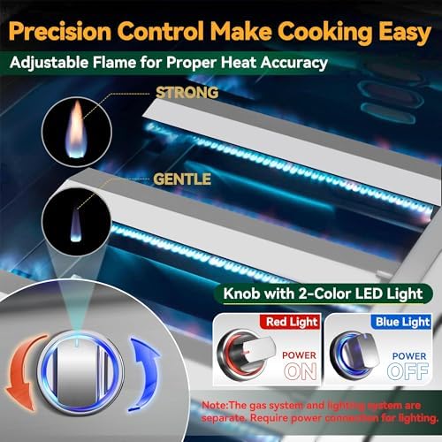 26 Inch BBQ Head Griddle Grill Combo for Barbecue Island, Liquid Propane Bulit-in Grills for Outdoor Kitchen,3 * 14,000 BTU， 3-Burner, Premium 304 Stainless Steel, Convertible to Natural Gas - Image 3