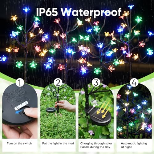 8 Pack Solar Lights Outdoor Waterproof, Garden Lights Solar Flowers - Image 2