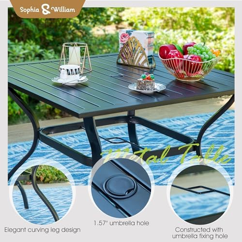 Sophia & William Patio Dining Set for 4, Square Table & Brown Swivel Chairs - Image 5