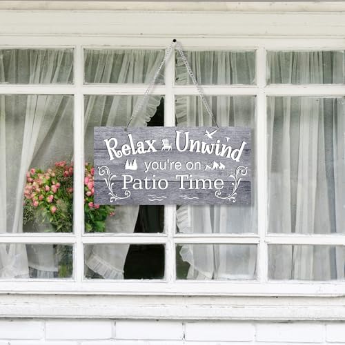 Hotop Metal Patio Sign Vintage Wall Decor for Outdoor, 12 x 6", Gray - Image 5