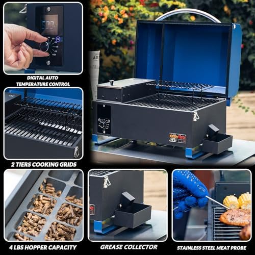 ONLYFIRE GRILLS BBQ Wood Pellet Grill Smoker, Blue GS313 - Image 4