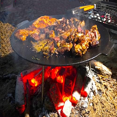 18" Cast Iron Griddle, Round Iron Pan, Portable Campfire Grill with 3 Removable Legs for Outdoor BBQ Cooking, Grilling and Frying Outdoor Camping - Image 7