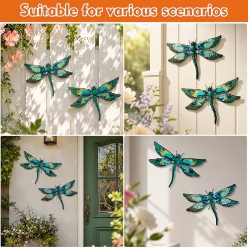 LIFFY Metal Dragonfly Wall Decor Set of 2 for Outdoor Garden & Home - Image 3
