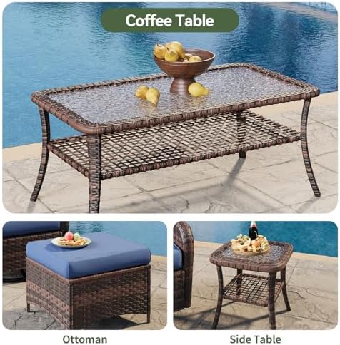Aoxun 7-Piece Wicker Rattan Patio Furniture Set with Thick Cushions - Image 6