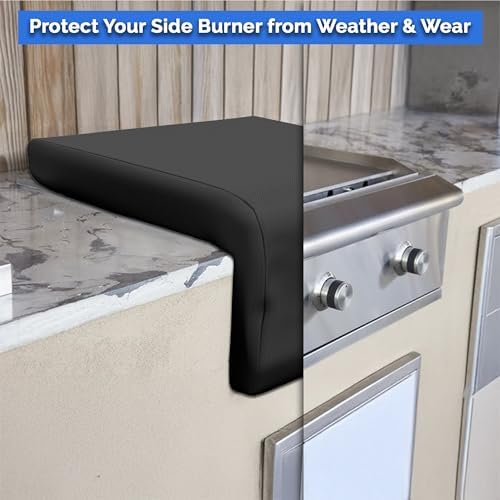 Covers & All Built-in Grill Side Burner Cover – 12 oz Heavy Duty Waterproof Outdoor BBQ Side-Grill Burner Protector with Air Vent & Elastic Fit (16 x 25 x 14 in, Black) - Image 2