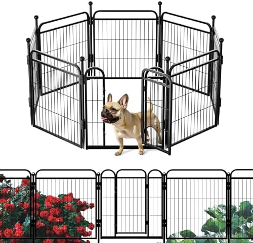 Gardner Pet Dog Playpens, 24" H 8 Panels Dog Pen Outdoor/Indoor Dog Fence Exercise Pen for Small/Medium Dogs, Foldable Pet Play Yard Gate with Gravity Automatic Lock, Pet Playpen, Black by GardnerPet