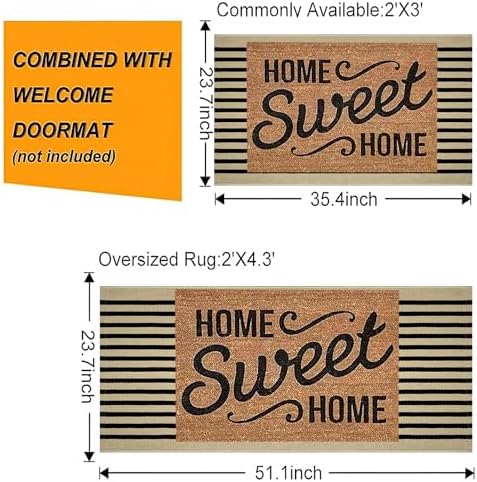 BUAGETUP Front Layered Door Mat 24"x35"Fall Striped Outdoor Rug Porch Decor - Image 4