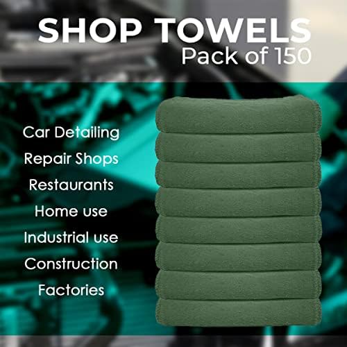 Avalon Towels Cotton Shop Rags – (Pack of 100) Size 12x14 Inches Cleaning Rags – Absorbent Shop Towels and Multipurpose Cleaning Towels for Automobiles, Industries, Garage and Homes (Green) - Image 7