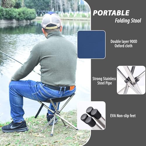 Lightweight Backpacking Stool, 13.8in Portable Folding Chair with Carry Bag - Image 4