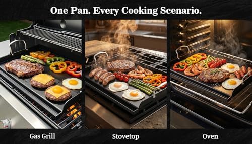 QuliMetal 25" x 16" Cast Iron Grill Griddle Kit, Pre-Seasoned Flat Top Griddle Plate with Scratch-Safe Accessories, Universal Outdoor Griddle for Gas Grill, Charcoal Grill, Camping, BBQ & Tailgating - Image 6