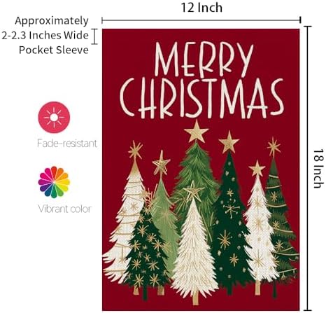 CROWNED BEAUTY Merry Christmas Trees Garden Flag for Outside 12x18 - Image 6