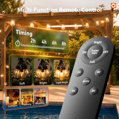 addlon 72FT Solar String Lights Outdoor, Waterproof Dimmable 24+2 LED - Image 3