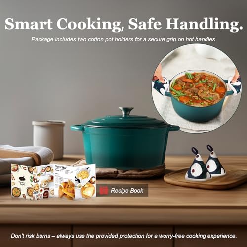 Overmont Enameled Cast Iron Dutch Oven - 7QT Pot with Lid Cookbook - Image 6