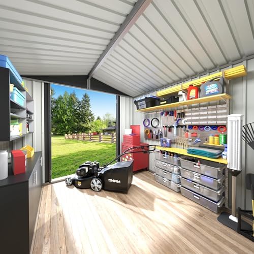 JUMMICO 8x8 FT Outdoor Storage Shed, Tool Metal Sheds, Black - Image 5