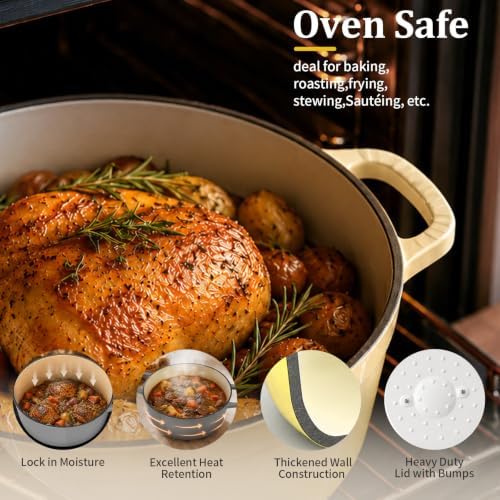 Winado 5 Qt Enameled Cast Iron Dutch Oven Pot with Lid, Yellow Ombre - Image 2
